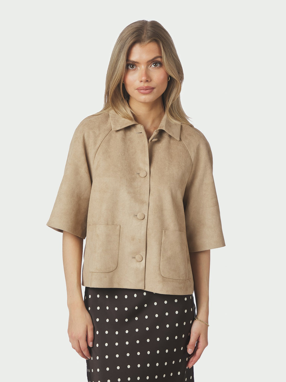 Editta Faux Suede Jacket - Sand