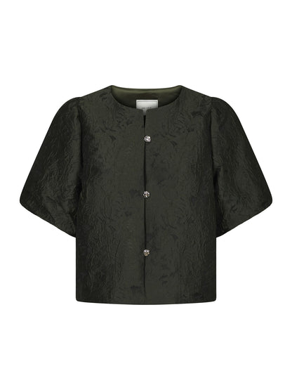 Aisa Brocade Blouse - Dark Green