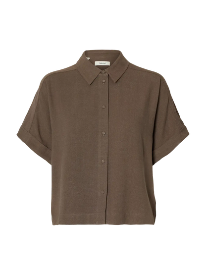 SLFviva SS Cropped Sun Shirt - Chocolate Chip