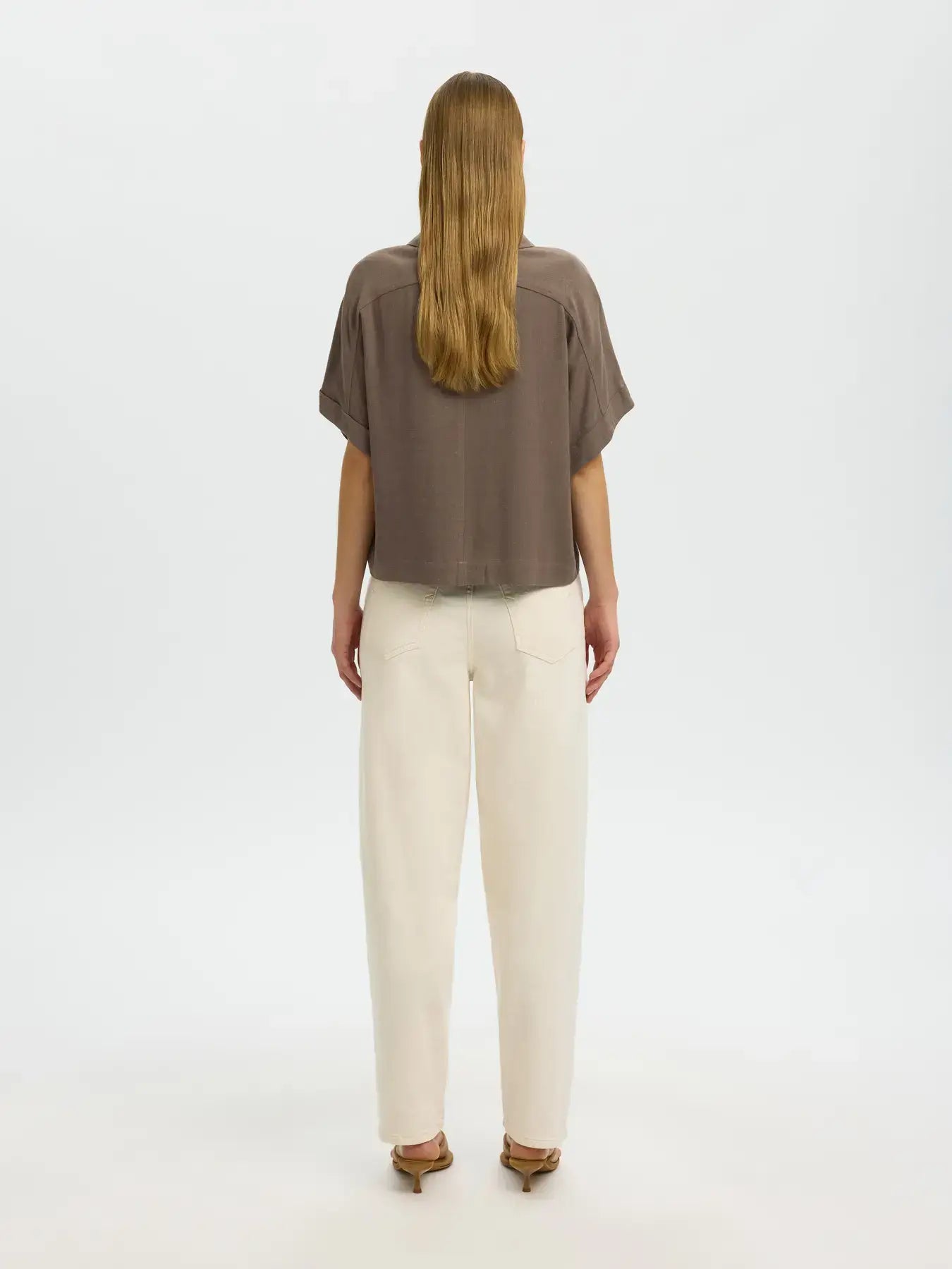 SLFviva SS Cropped Sun Shirt - Chocolate Chip