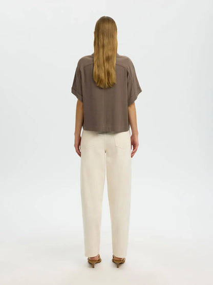 SLFviva SS Cropped Sun Shirt - Chocolate Chip