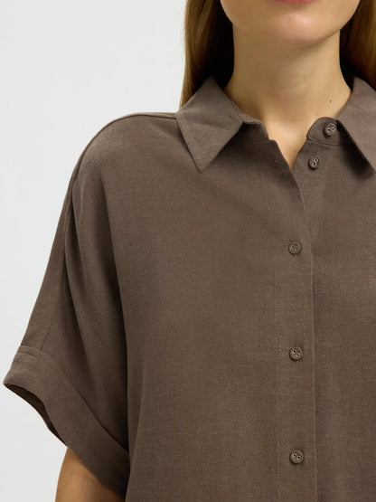 SLFviva SS Cropped Sun Shirt - Chocolate Chip