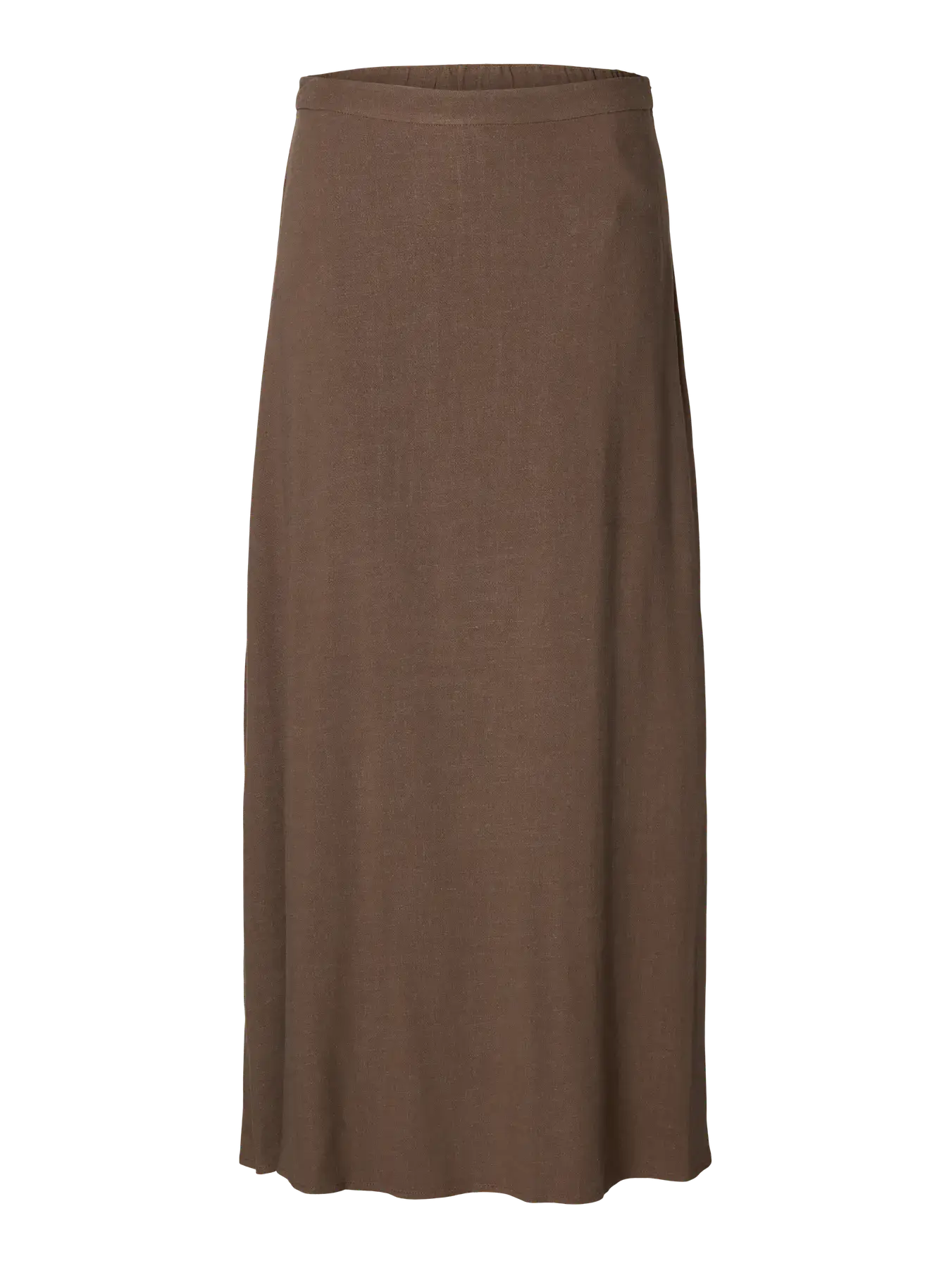 SLFviva HW Ankle Linen Blend Skirt - Chocolate Dip