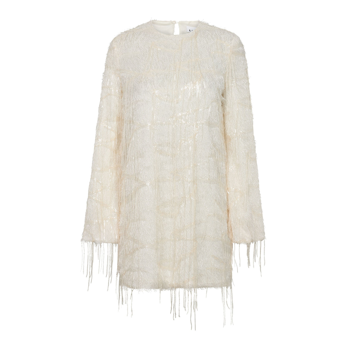 Sequin Fringe Midi Dress - Pearl