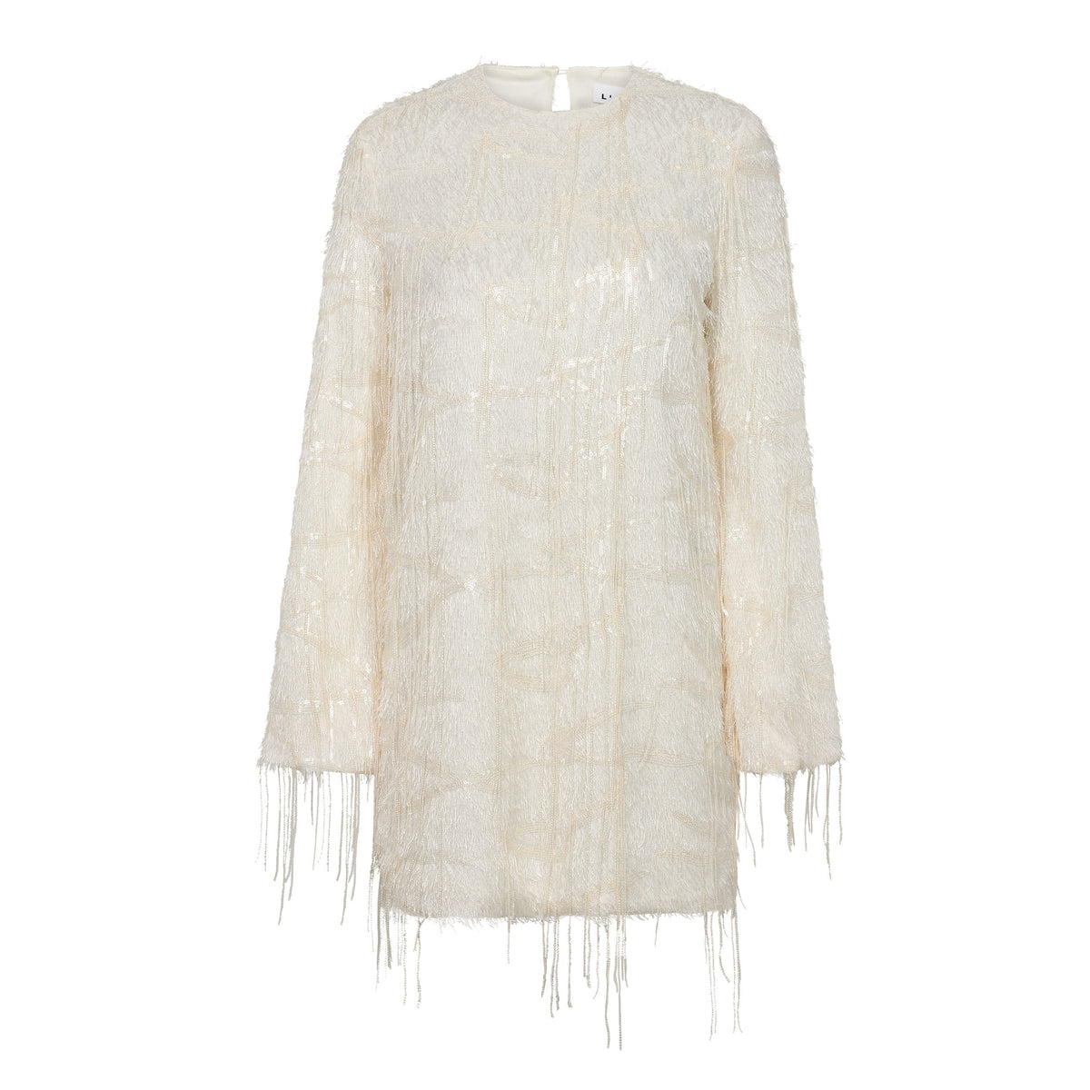 Sequin Fringe Midi Dress - Pearl