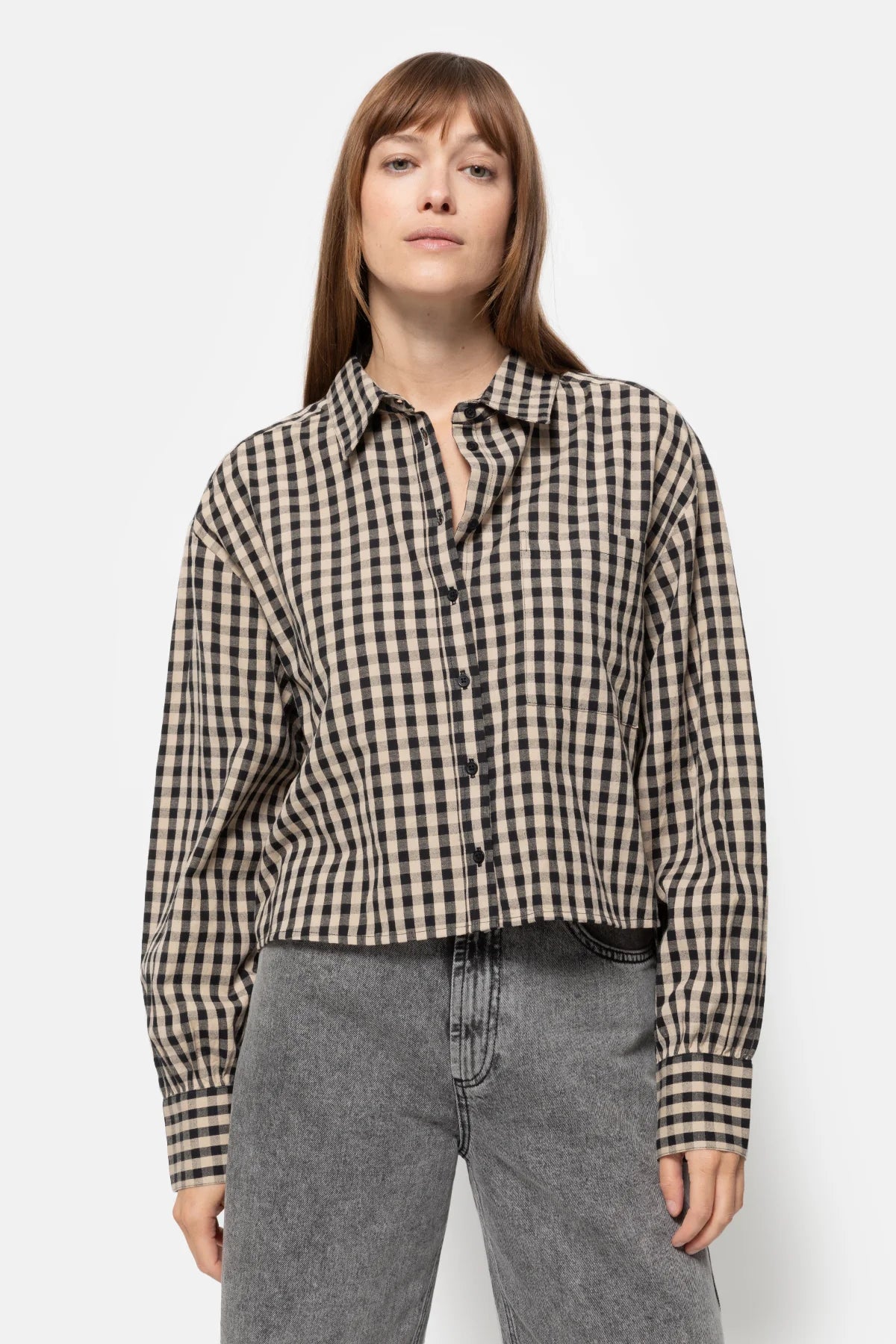Karlotta Shirt - Black/Beige Check