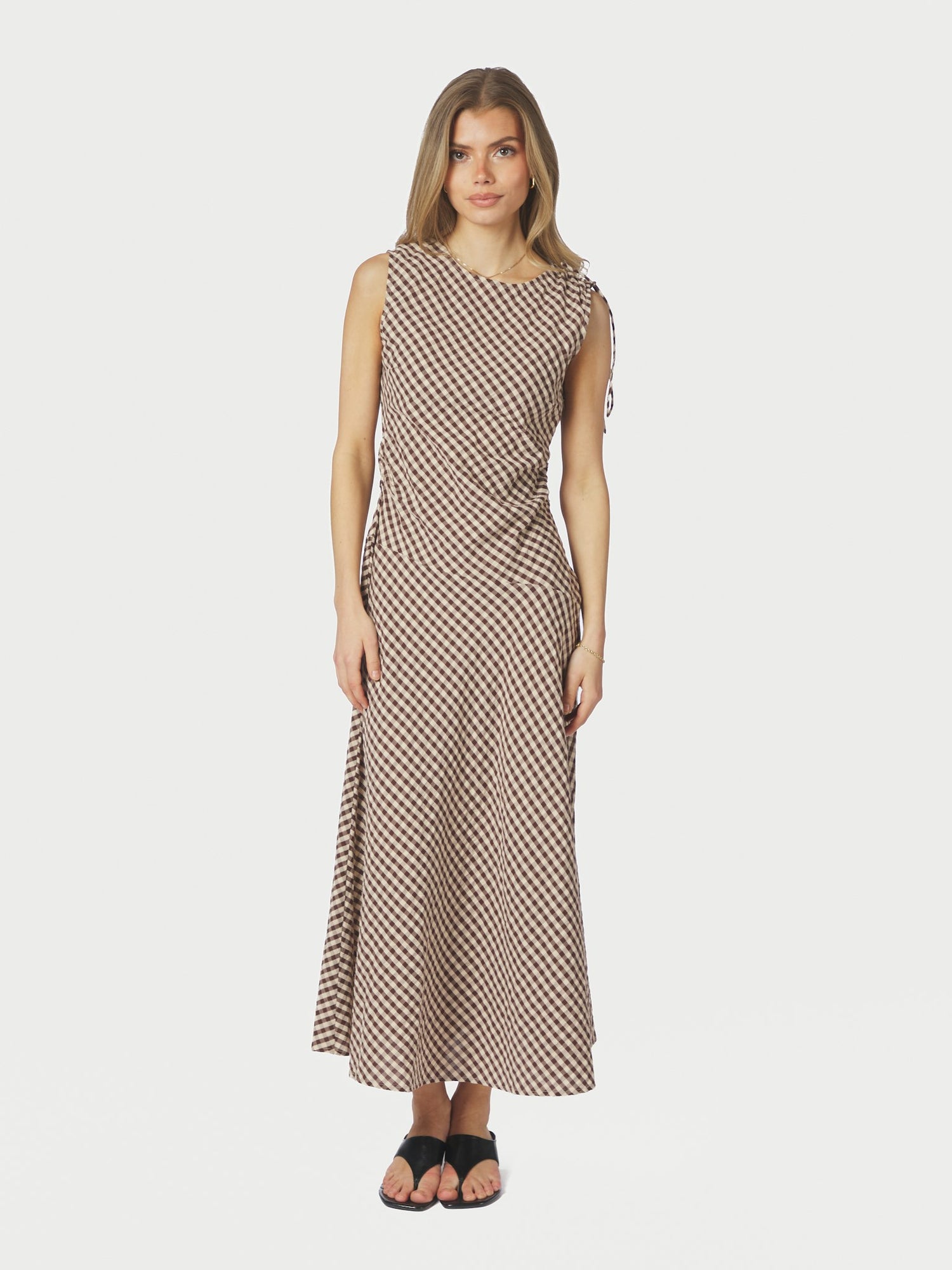 Saxton Check Dress - Brown