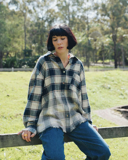 Cutaway Bleached Flannel Shirt - Cream