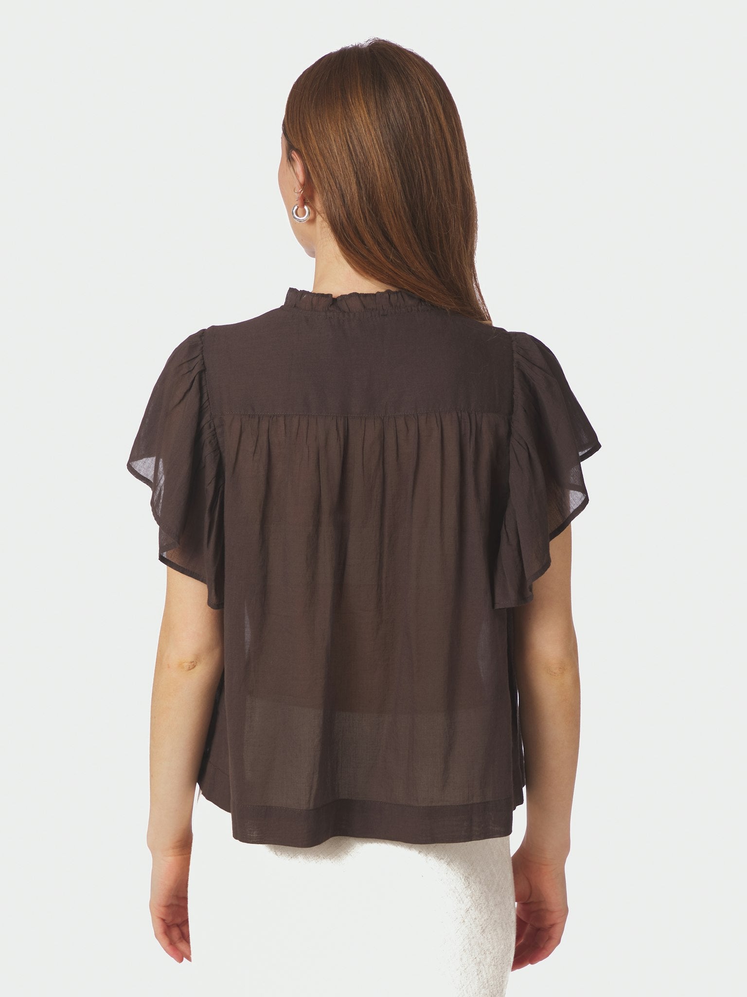 Vinsa S Voile Top - Dark Brown