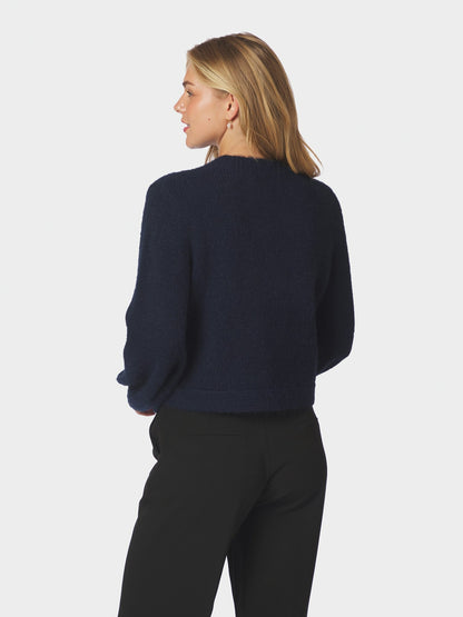 Gio Fluffy Knit Cardigan - Navy