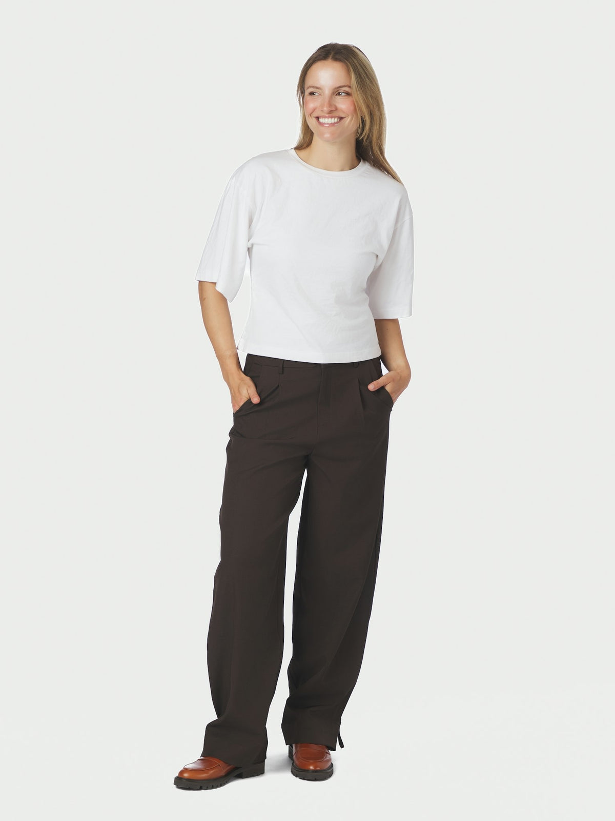 Isotta Structure Tie Pants - Dark Brown