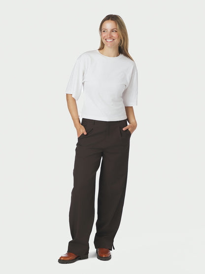 Isotta Structure Tie Pants - Dark Brown