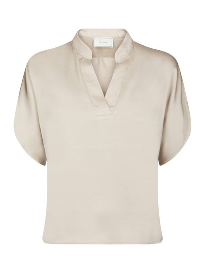 Anelle Heavy Sateen Blouse - Pearl