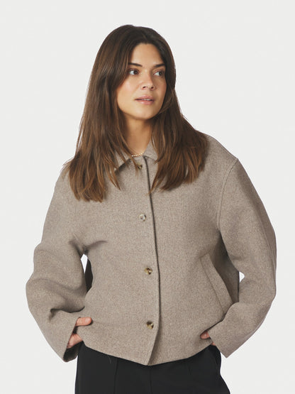 Hamra Herringbone Twill Jacket - Beige Melange
