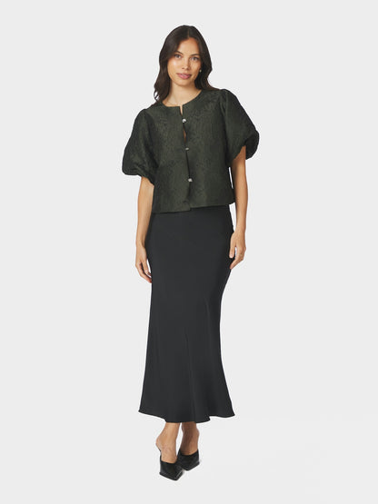 Aisa Brocade Blouse - Dark Green