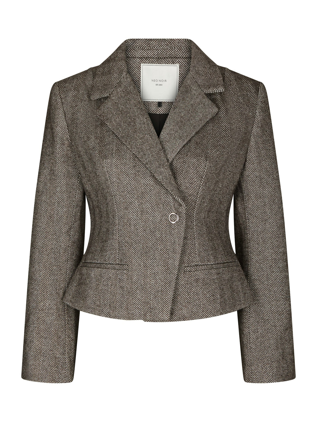Valia Herringbone S Blazer - Dark Brown