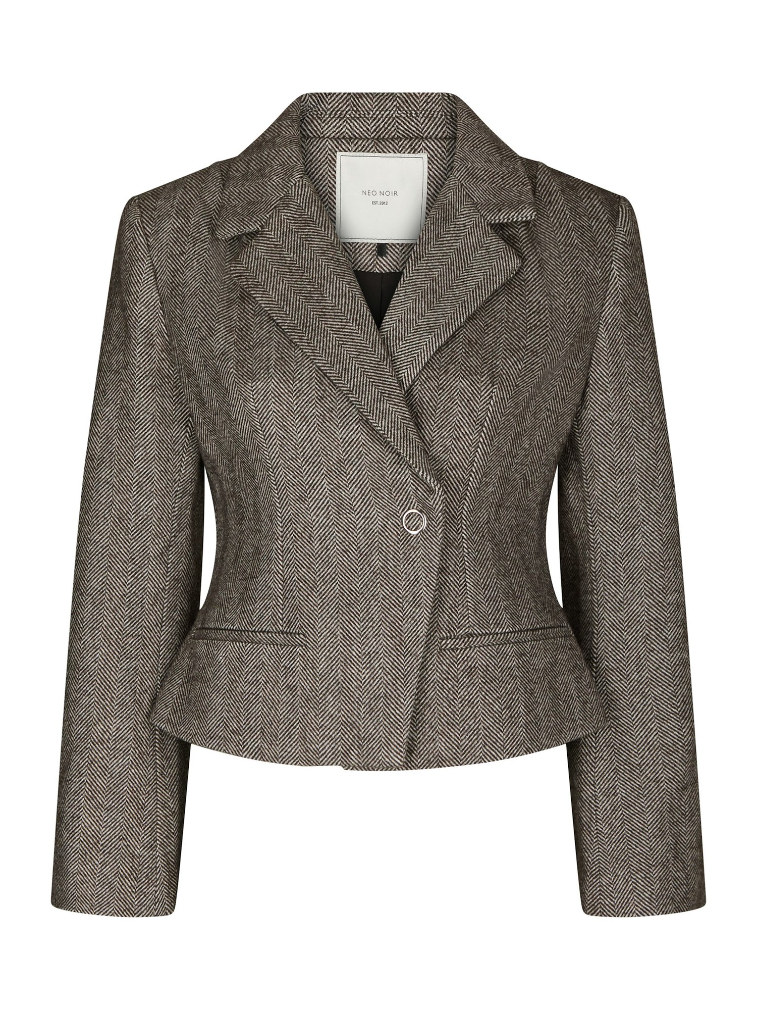 Valia Herringbone S Blazer - Dark Brown
