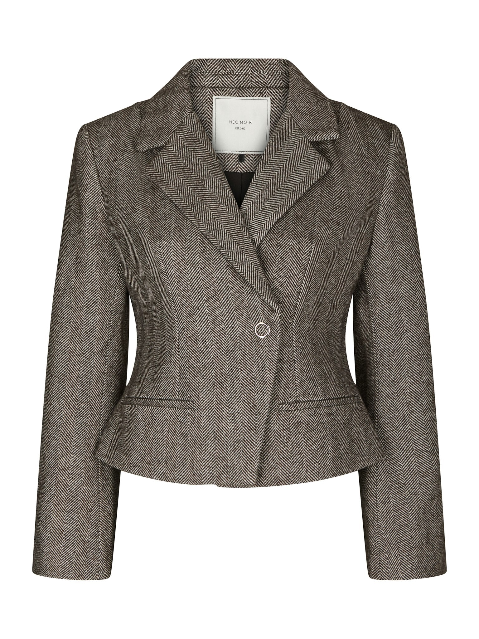 Valia Herringbone S Blazer - Dark Brown