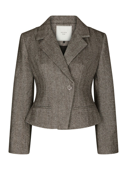 Valia Herringbone S Blazer - Dark Brown