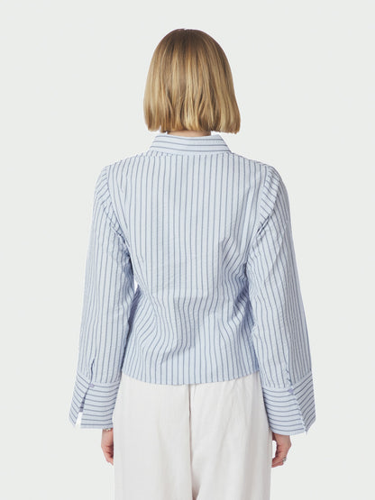 Rosa Striped Crepe Shirt - Blue