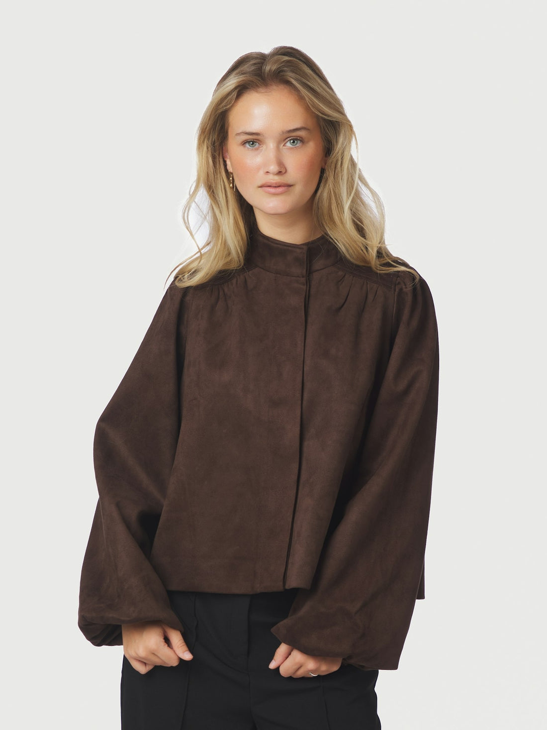 Tirsa Faux Suede Jacket - Dark Brown