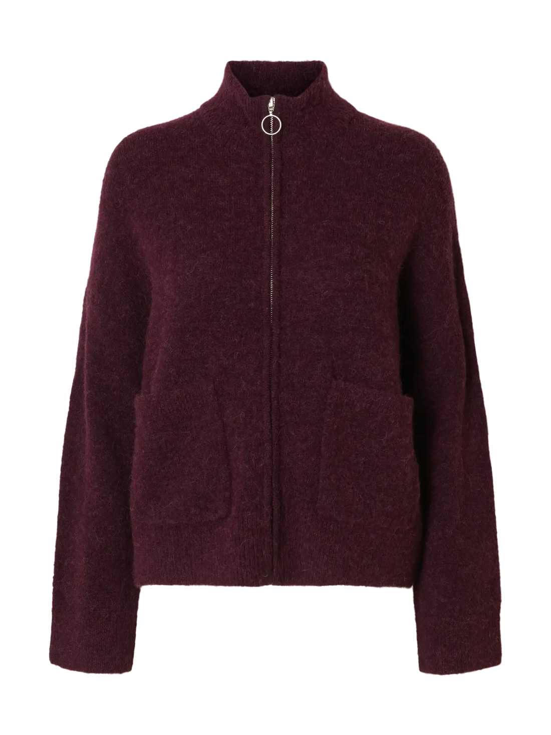 SLFsia Knit Zipper Cardigan - Fig
