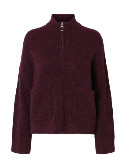 SLFsia Knit Zipper Cardigan - Fig