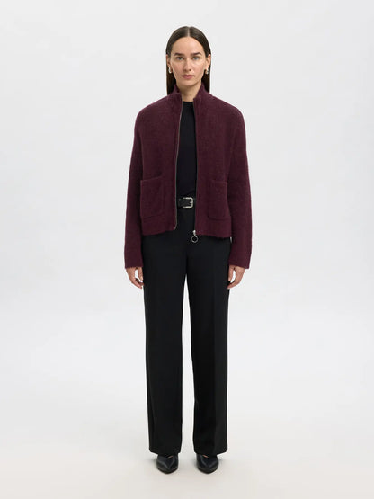 SLFsia Knit Zipper Cardigan - Fig