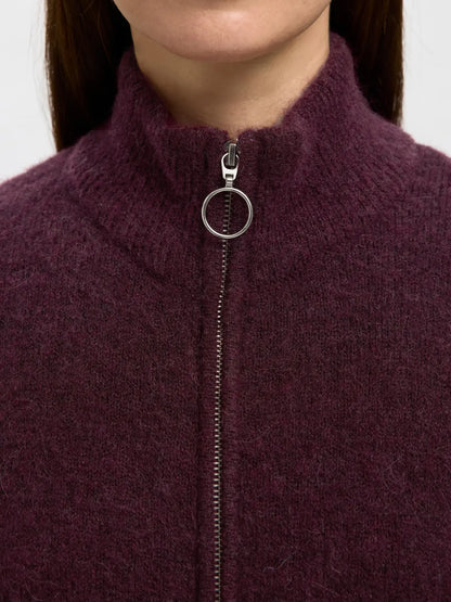 SLFsia Knit Zipper Cardigan - Fig