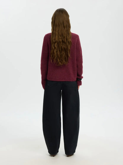SLFlulu New LS Knit Cardigan - Tawny Port Mel.