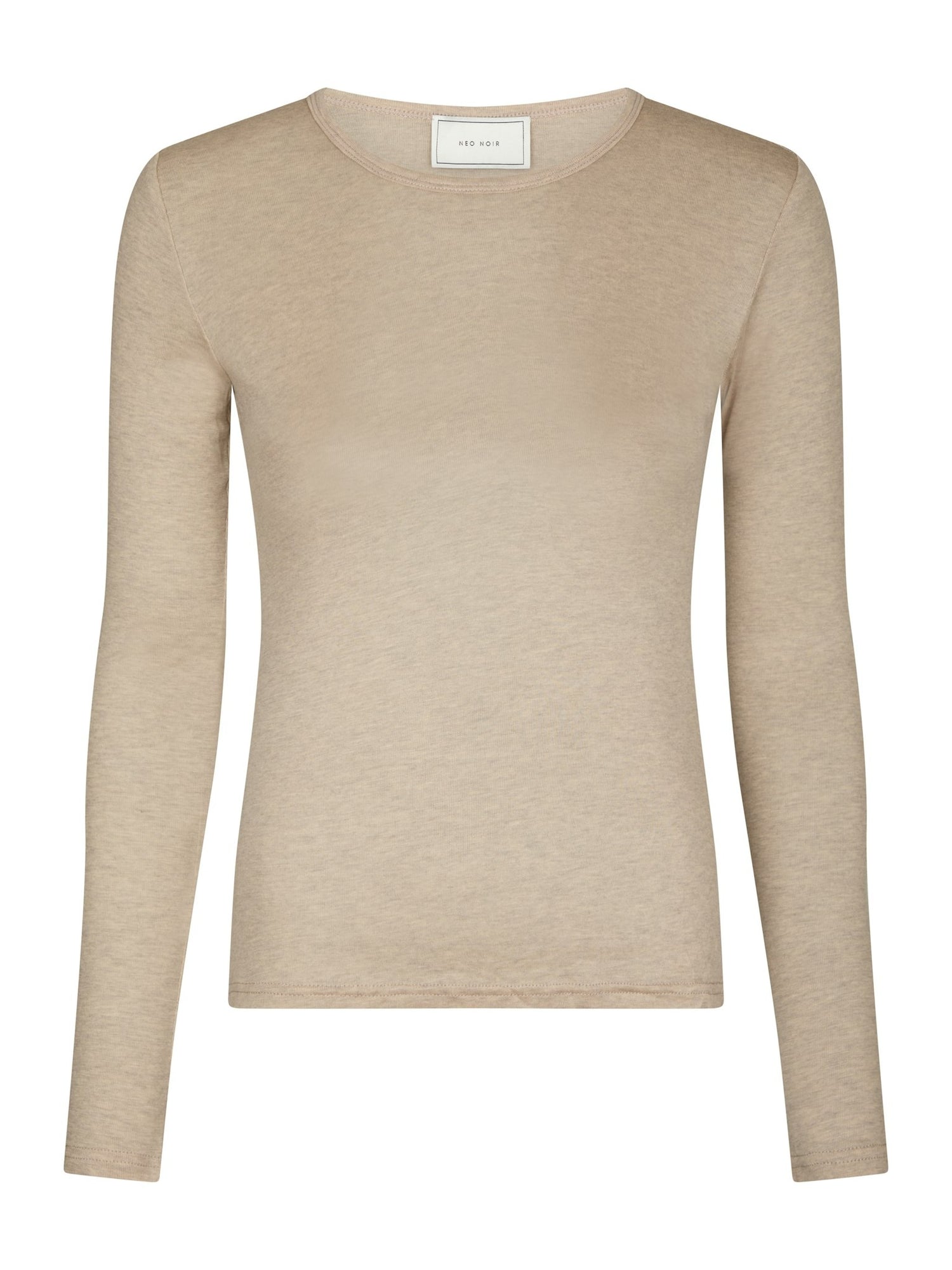 Nella Fine Rib Blouse - Beige Melange