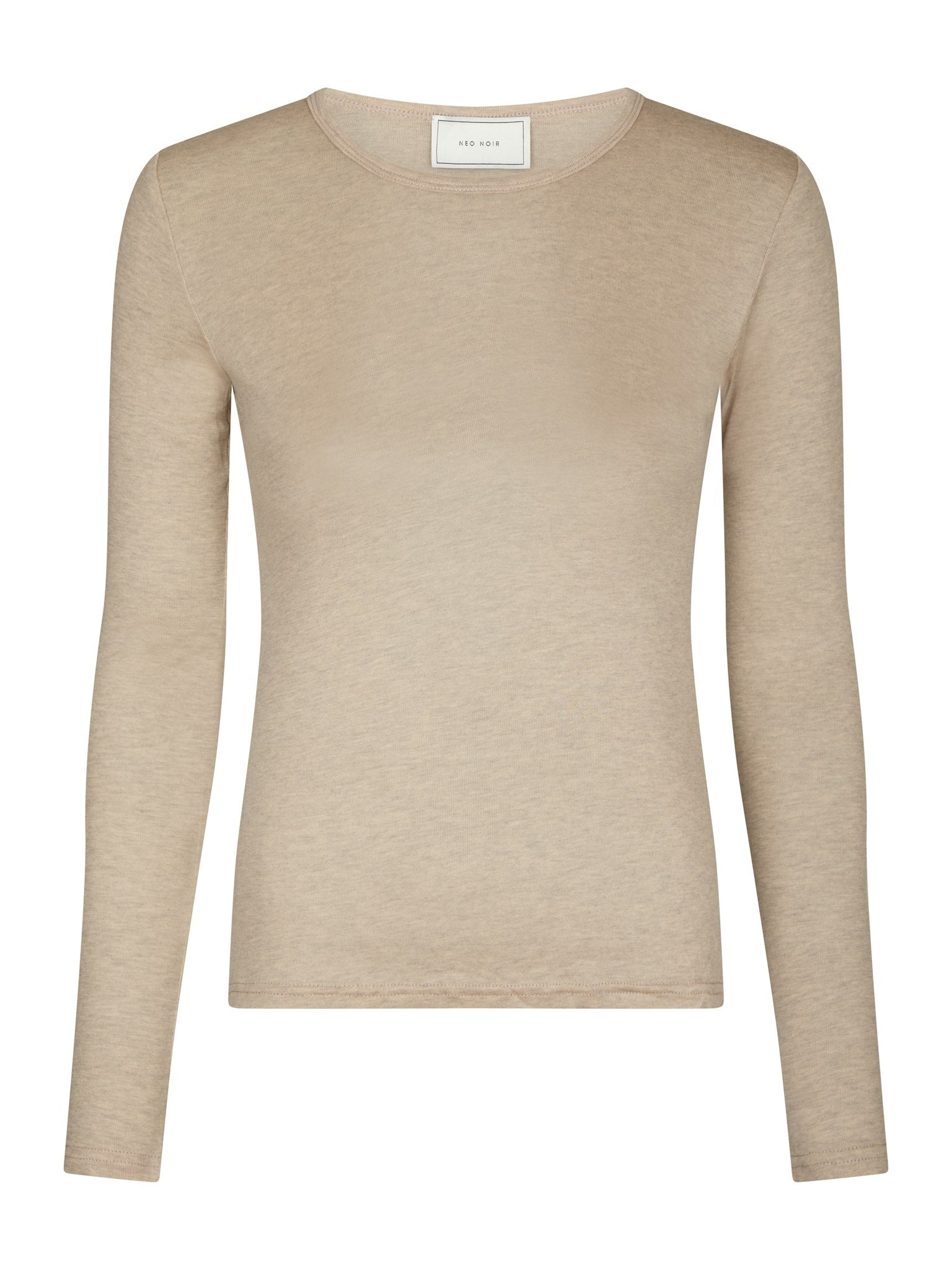 Nella Fine Rib Blouse - Beige Melange