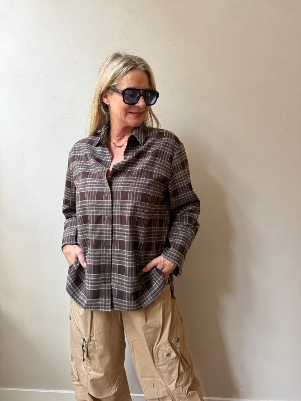 PRE-ORDER | Dita Flannel Check Shirt - Brown | LEVERING EIND OKT / BEGIN NOV