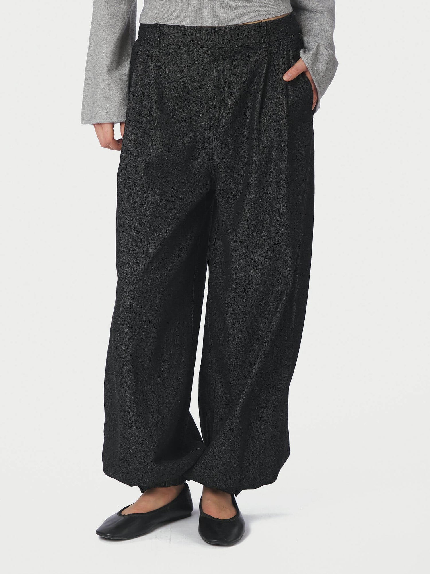 Fayla Denim Balloon Pants - Black