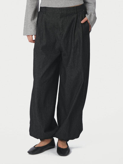 Fayla Denim Balloon Pants - Black