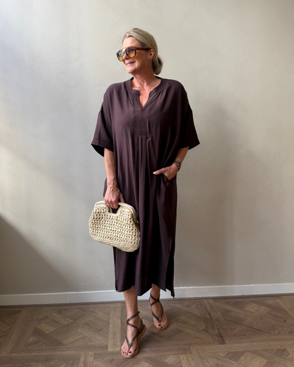 HeraCC Tunic V-Dress - Dark Brown
