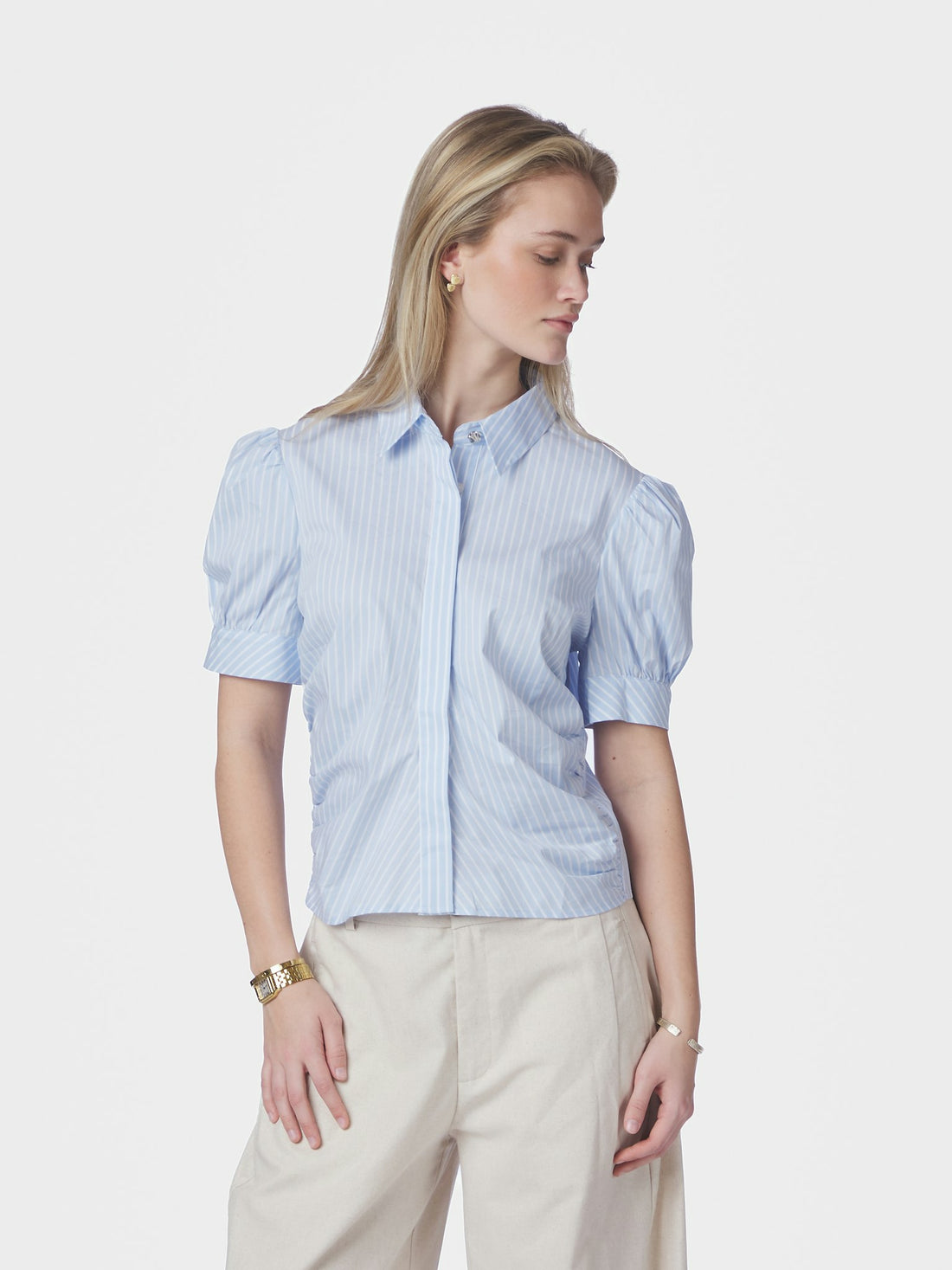 Frannie Soft Stripe Shirt - Light Blue