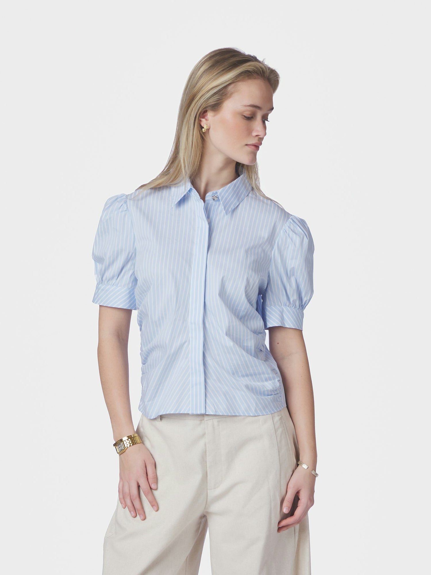 Frannie Soft Stripe Shirt - Light Blue