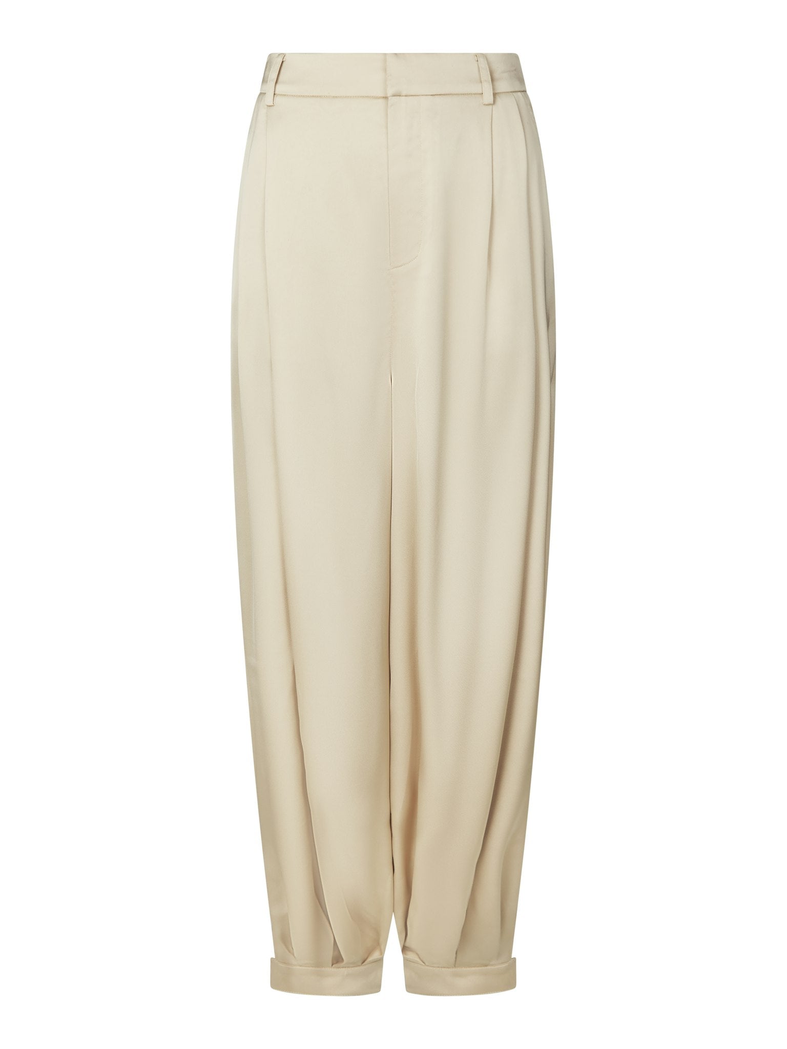 Fayla Drapy Satin Balloon Pants - Dark Sand