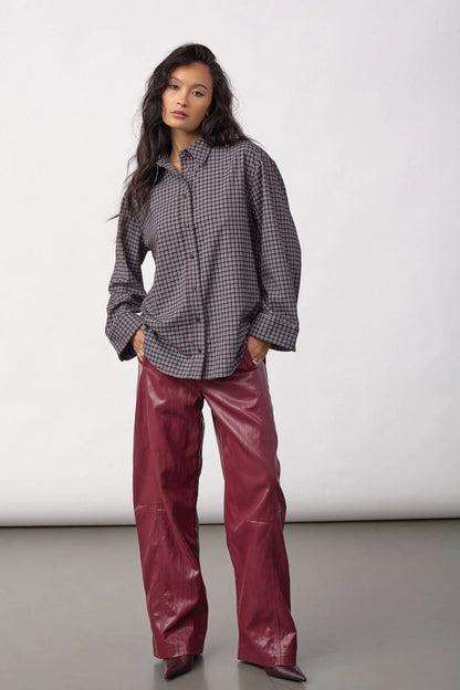OdemCC Check Cuff Shirt - Dark Brown
