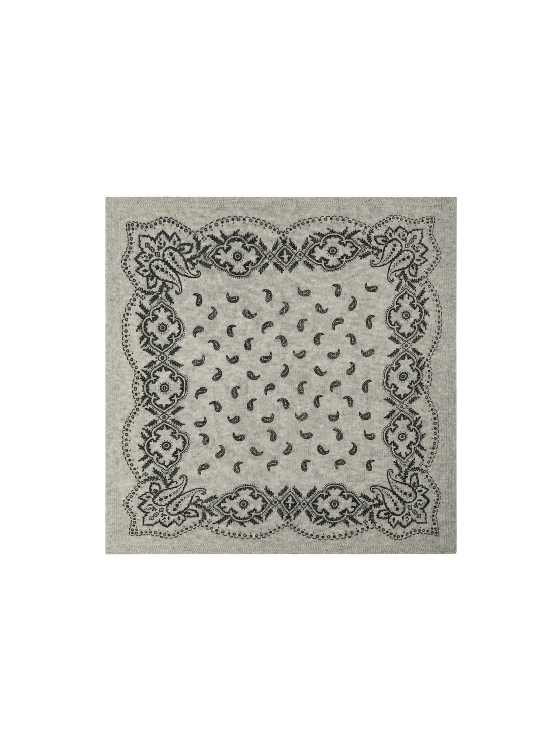Adelina Paisley Knit Scarf - Grey Melange