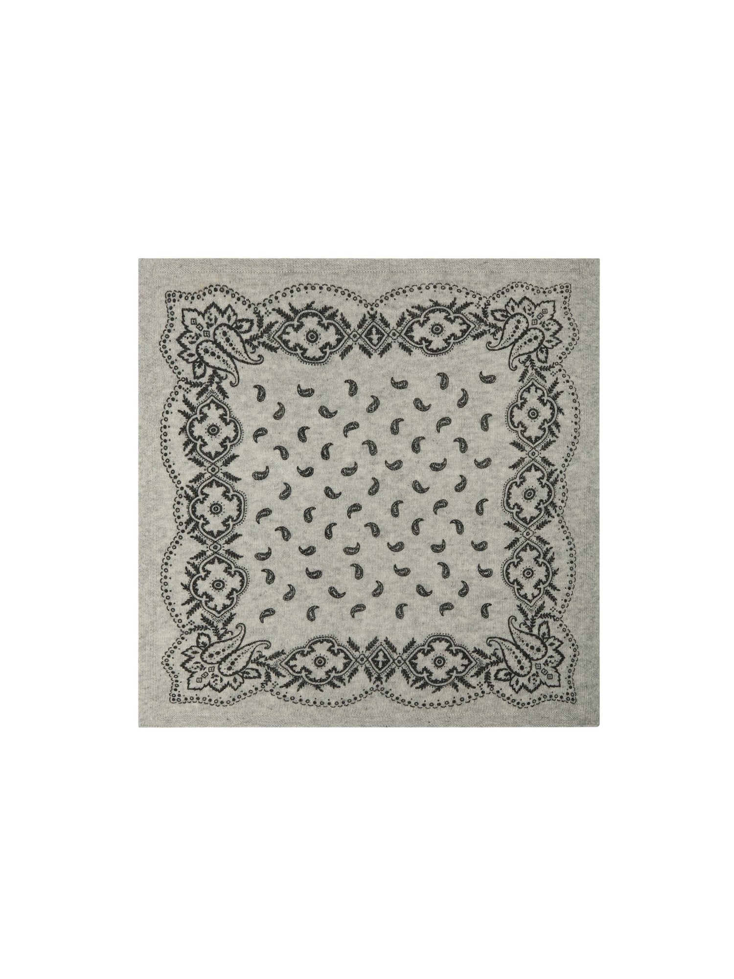 Adelina Paisley Knit Scarf - Grey Melange