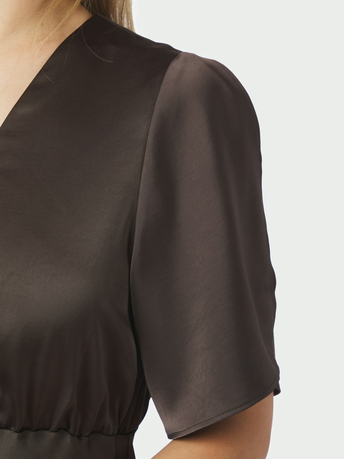 Zelina Heavy Sateen Dress - Dark Brown