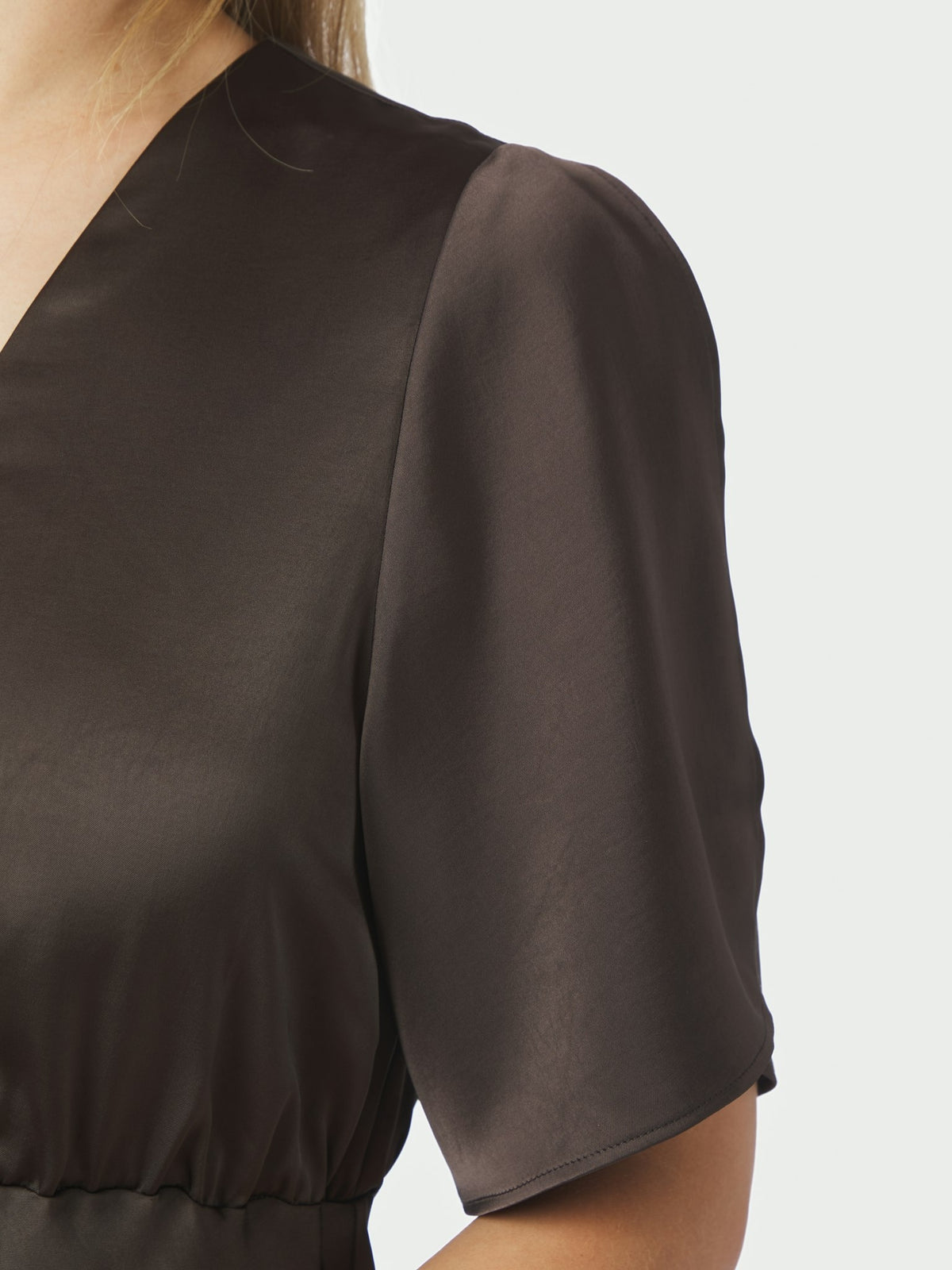 Zelina Heavy Sateen Dress - Dark Brown