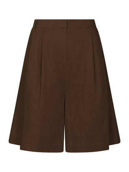 Nika Linen Shorts - Dark Brown