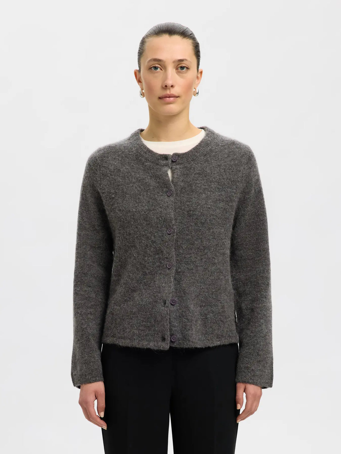 SLFlulu Knit Cardigan - Medium Grey Melange