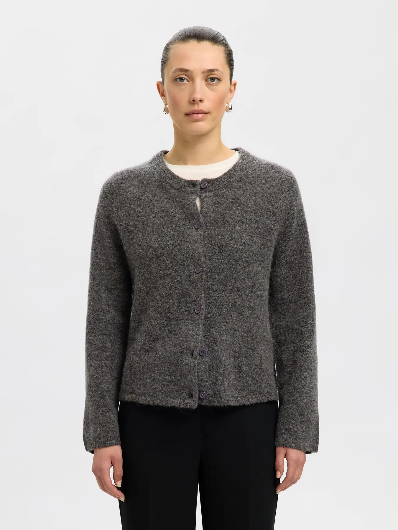 SLFlulu Knit Cardigan - Medium Grey Melange