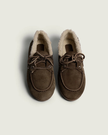 Boat Loafer Shearling - Dark Brown