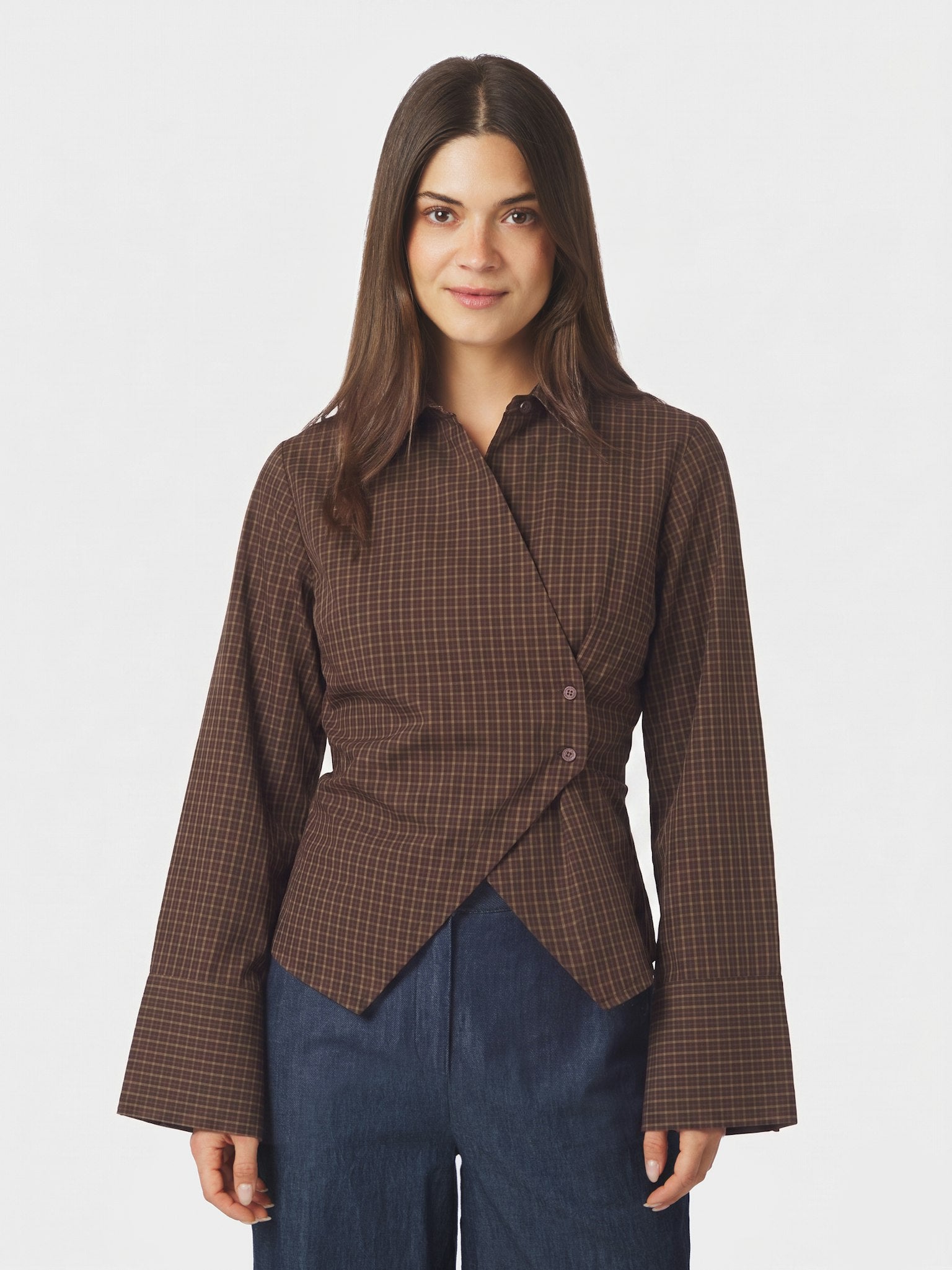 Fenli Small Check Shirt - Aubergine