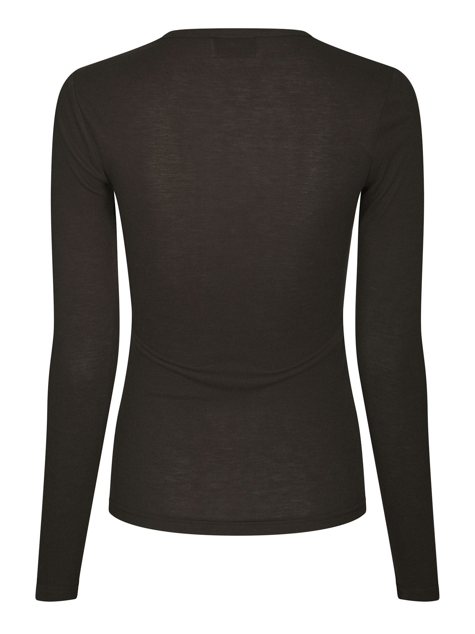 Nella Fine Rib Blouse - Dark Brown